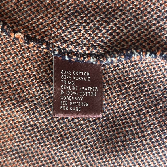 525 America Womens Orange & Navy Buffalo Plaid & Leather Trim Coat Toggle Button - Picture 7 of 10